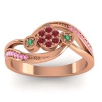 Ruby Fashion Ring In 18K Rose Gold With Emerald And Pink Tourmaline – Caya Simple Ring