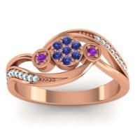 Swiss Blue Topaz Fashion Ring In 18K Rose Gold With Amethyst And Aquamarine – Caya Simple Ring