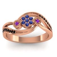 Swiss Blue Topaz Fashion Ring In 18K Rose Gold With Amethyst And Black Onyx – Caya Simple Ring