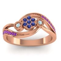 Swiss Blue Topaz Fashion Ring In 18K Rose Gold With Aquamarine And Amethyst – Caya Simple Ring