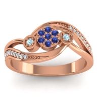 Swiss Blue Topaz Fashion Ring In 14K Rose Gold With Aquamarine And Diamond – Caya Simple Ring