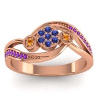 Swiss Blue Topaz Fashion Ring In 18K Rose Gold With Citrine And Amethyst – Caya Simple Ring
