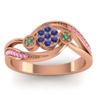 Swiss Blue Topaz Fashion Ring In 18K Rose Gold With Emerald And Pink Tourmaline – Caya Simple Ring