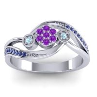 Amethyst Fashion Ring In 18k White Gold With Aquamarine And Swiss Blue Topaz – Caya Simple Ring