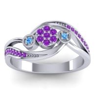 Amethyst Fashion Ring In 18k White Gold With Blue Sapphire – Caya Simple Ring
