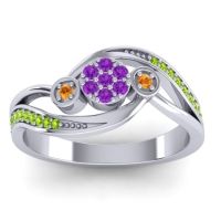 Amethyst Fashion Ring In 18k White Gold With Citrine And Peridot – Caya Simple Ring