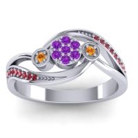 Amethyst Fashion Ring In 18k White Gold With Citrine And Ruby – Caya Simple Ring
