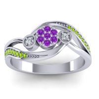 Amethyst Fashion Ring In 18k White Gold With Diamond And Peridot – Caya Simple Ring