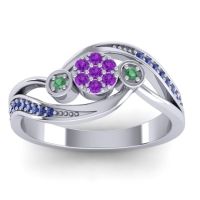 Amethyst Fashion Ring In 18k White Gold With Emerald And Swiss Blue Topaz – Caya Simple Ring