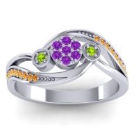 Amethyst Fashion Ring In 18k White Gold With Peridot And Citrine – Caya Simple Ring
