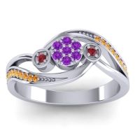 Amethyst Fashion Ring In 18k White Gold With Ruby And Citrine – Caya Simple Ring