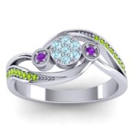 Aquamarine Fashion Ring In 18k White Gold With Amethyst And Peridot – Caya Simple Ring
