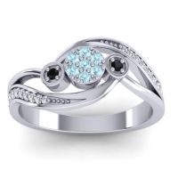 Aquamarine Fashion Ring In 18k White Gold With Black Onyx And Lab Diamond – Caya Simple Ring