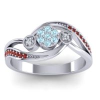 Aquamarine Fashion Ring In 18k White Gold With Diamond And Garnet – Caya Simple Ring
