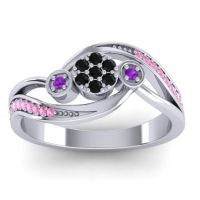Black Onyx Fashion Ring In 18k White Gold With Amethyst And Pink Tourmaline – Caya Simple Ring