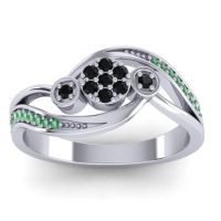 Black Onyx Fashion Ring In 14k White Gold With Emerald – Caya Simple Ring