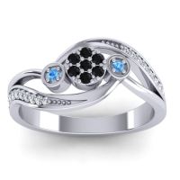 Black Onyx Fashion Ring In 18k White Gold With Blue Sapphire And Lab Diamond – Caya Simple Ring