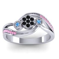 Black Onyx Fashion Ring In 18k White Gold With Blue Sapphire And Pink Tourmaline – Caya Simple Ring