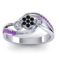 Black Onyx Fashion Ring In 18k White Gold With Diamond And Amethyst – Caya Simple Ring