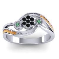 Black Onyx Fashion Ring In 18k White Gold With Emerald And Citrine – Caya Simple Ring