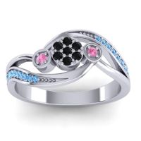Black Onyx Fashion Ring In 18k White Gold With Pink Tourmaline And Blue Sapphire – Caya Simple Ring