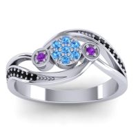 Blue Sapphire Fashion Ring In 18k White Gold With Amethyst And Black Onyx – Caya Simple Ring