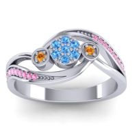 Blue Sapphire Fashion Ring In 18k White Gold With Citrine And Pink Tourmaline – Caya Simple Ring