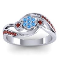 Blue Sapphire Fashion Ring In 18k White Gold With Garnet – Caya Simple Ring