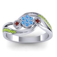 Blue Sapphire Fashion Ring In 18k White Gold With Garnet And Peridot – Caya Simple Ring