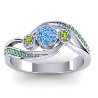 Blue Sapphire Fashion Ring In 18k White Gold With Peridot And Emerald – Caya Simple Ring