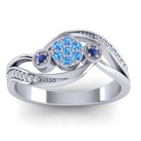 Blue Sapphire Fashion Ring In 18k White Gold With Swiss Blue Topaz And Lab Diamond – Caya Simple Ring