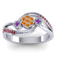 Citrine Fashion Ring In 18k White Gold With Amethyst And Ruby – Caya Simple Ring