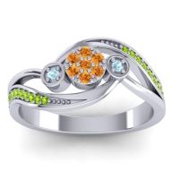 Citrine Fashion Ring In 18k White Gold With Aquamarine And Peridot – Caya Simple Ring