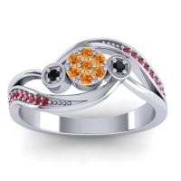 Citrine Fashion Ring In 18k White Gold With Black Onyx And Ruby – Caya Simple Ring