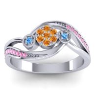 Citrine Fashion Ring In 18k White Gold With Blue Sapphire And Pink Tourmaline – Caya Simple Ring