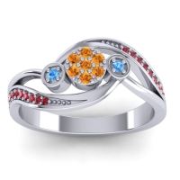 Citrine Fashion Ring In 18k White Gold With Blue Sapphire And Ruby – Caya Simple Ring