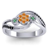 Citrine Fashion Ring In 18k White Gold With Emerald And Black Onyx – Caya Simple Ring