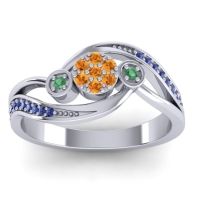 Citrine Fashion Ring In 18k White Gold With Emerald And Swiss Blue Topaz – Caya Simple Ring