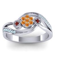 Citrine Fashion Ring In 18k White Gold With Garnet And Aquamarine – Caya Simple Ring