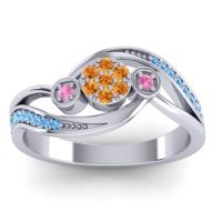 Citrine Fashion Ring In 18k White Gold With Pink Tourmaline And Blue Sapphire – Caya Simple Ring