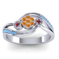Citrine Fashion Ring In 18k White Gold With Ruby And Blue Sapphire – Caya Simple Ring
