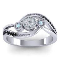 Lab Diamond Fashion Ring In 18k White Gold With Aquamarine And Black Onyx – Caya Simple Ring
