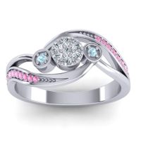 Lab Diamond Fashion Ring In 18k White Gold With Aquamarine And Pink Tourmaline – Caya Simple Ring