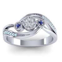 Diamond Fashion Ring In 14k White Gold With Swiss Blue Topaz And Aquamarine – Caya Simple Ring