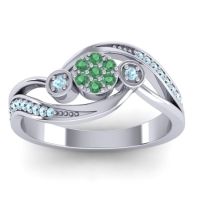 Emerald Fashion Ring In 14k White Gold With Aquamarine – Caya Simple Ring