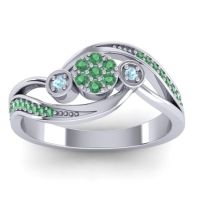 Emerald Fashion Ring In 14k White Gold With Aquamarine – Caya Simple Ring
