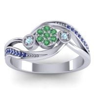 Emerald Fashion Ring In 18k White Gold With Aquamarine And Swiss Blue Topaz – Caya Simple Ring