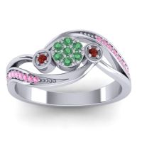 Emerald Fashion Ring In 14k White Gold With Garnet And Pink Tourmaline – Caya Simple Ring