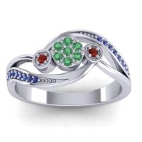 Emerald Fashion Ring In 18k White Gold With Garnet And Swiss Blue Topaz – Caya Simple Ring
