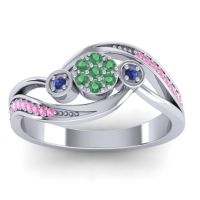 Emerald Fashion Ring In 14k White Gold With Swiss Blue Topaz And Pink Tourmaline – Caya Simple Ring